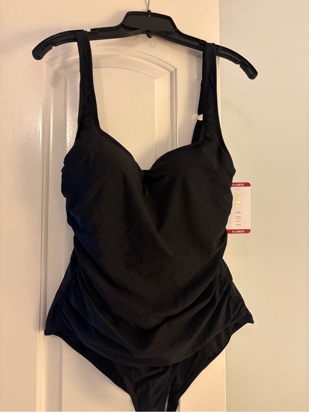 Black Ruched One-Piece Anne Cole Swimsuit - XL, NWT